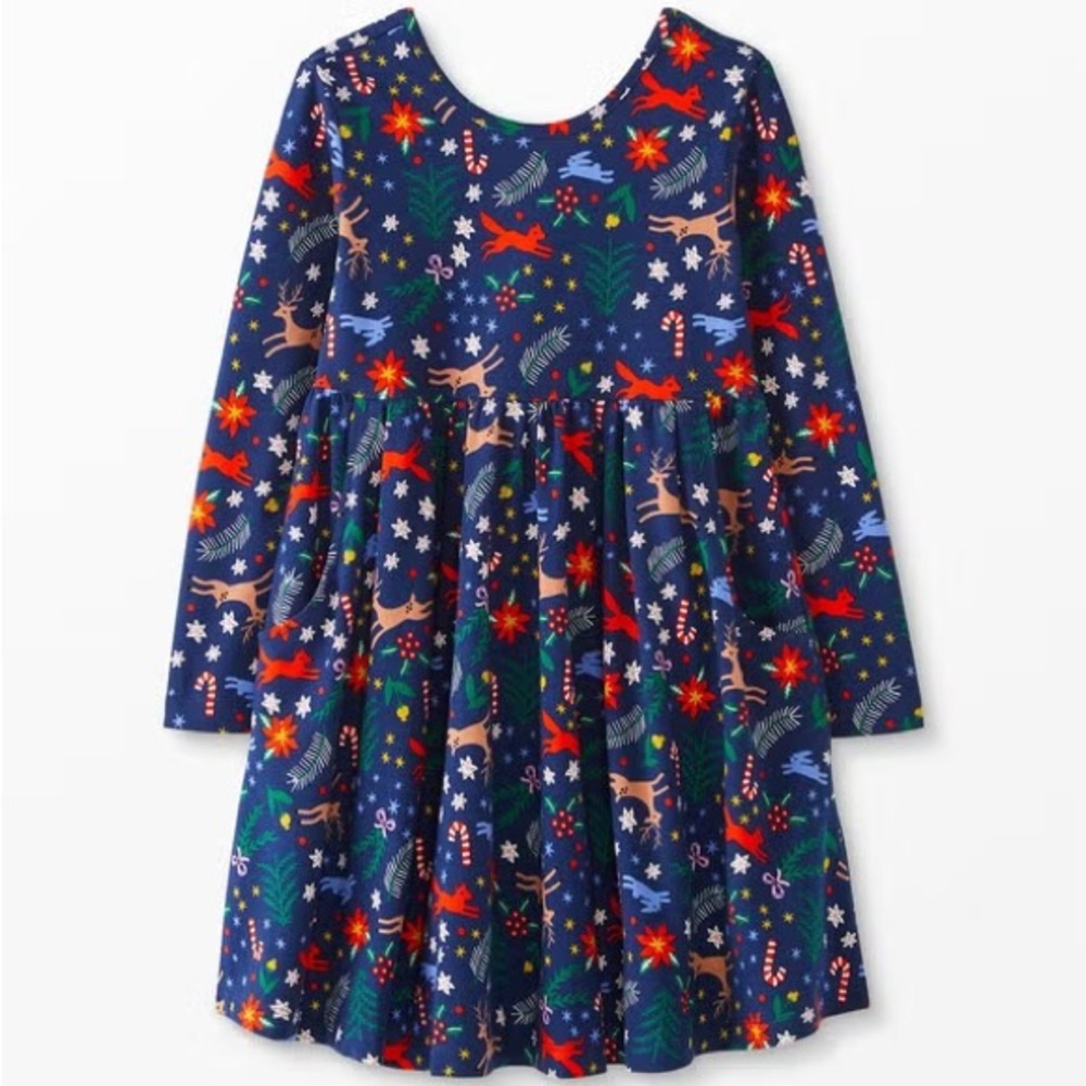 Hanna Andersson ‘Winter Wonderland’ Celebration Skater Dress Sz 6-7